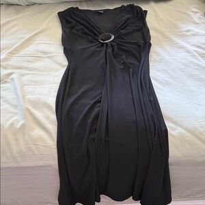 Chaps Black Midi Dress with Ring Detail